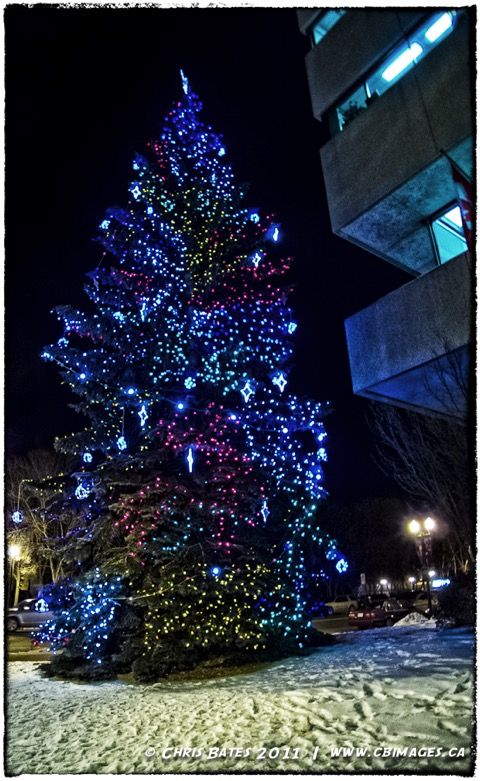 lights, Christmas, Red Deer, Alberta, Canada. City Hall, cold